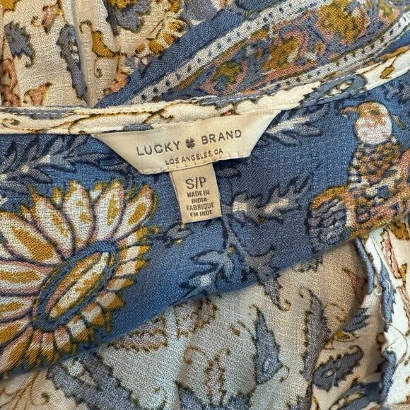 Lucky Brand Felice Maxi Dress Sz Small Hi-Low Floral Drawstring Waist Boho Fairy - Picture 7 of 14
